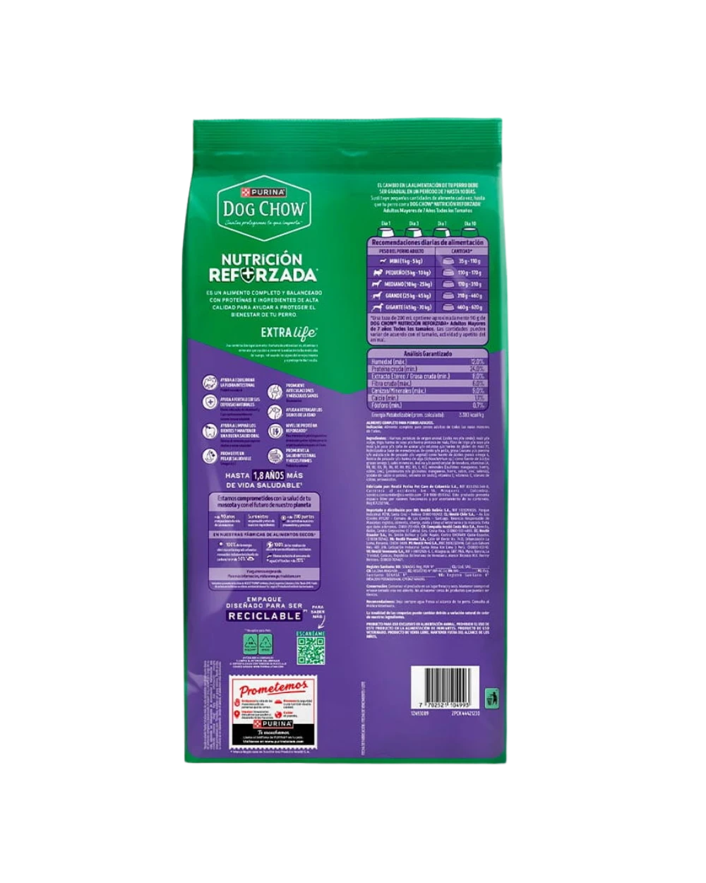 dog chow longevidad tabla nutricional